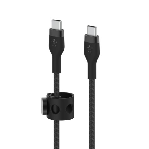 Kabel BoostCharge USB-C/USB-C silikonowy w oplocie 2m, czarny Kabel BoostCharge USB-C/USB-C silikonowy w oplocie 2m, czarny