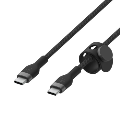 Kabel BoostCharge USB-C/USB-C silikonowy w oplocie 2m, czarny Kabel BoostCharge USB-C/USB-C silikonowy w oplocie 2m, czarny