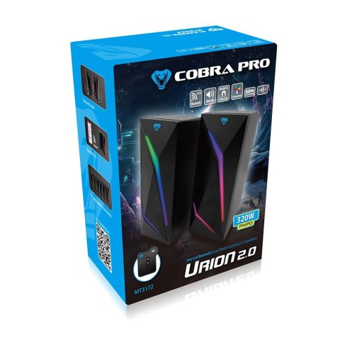 Głośniki COBRA PRO URION 2.0 MT3172 Gamingowe/Line-in/Bluetooth 5.0/RGB/Moduł sterujący/Jack 3,5/USB/RMS 8W/PMPO 320W Głośniki COBRA PRO URION 2.0 MT3172 Gamingowe/Line-in/Bluetooth 5.0/RGB/Moduł sterujący/Jack 3,5/USB/RMS 8W/PMPO 320W