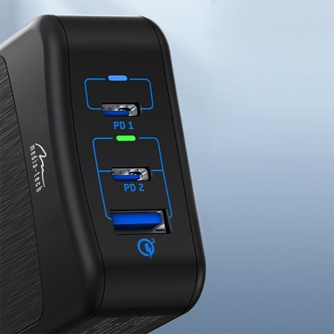 Zasilacz uniwersalny 65W 2x USB-C PD 1x USB 3.0 QC Zasilacz uniwersalny 65W 2x USB-C PD 1x USB 3.0 QC