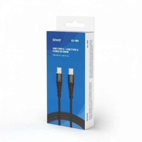 Kabel USB typu C - USB typu C 5A 2m, CL-160 Kabel USB typu C - USB typu C 5A 2m, CL-160