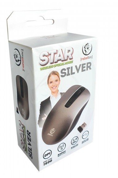 Mysz bezprzewodowa Rebeltec STAR silver 800/1000/1600 DPI Mysz bezprzewodowa Rebeltec STAR silver 800/1000/1600 DPI