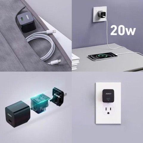 PA-Y20S Black Mini ładowarka sieciowa 1xUSB-C 20W PD Power Delivery PA-Y20S Black Mini ładowarka sieciowa 1xUSB-C 20W PD Power Delivery