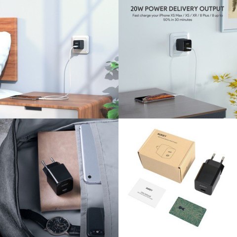 PA-Y20S Black Mini ładowarka sieciowa 1xUSB-C 20W PD Power Delivery PA-Y20S Black Mini ładowarka sieciowa 1xUSB-C 20W PD Power Delivery