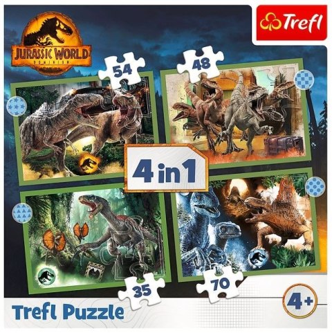Puzzle 4w1 Groźne dinozaury Jurassic World Puzzle 4w1 Groźne dinozaury Jurassic World