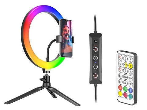 Lampa pierścieniowa RGB RING 26 cm ze statywem Lampa pierścieniowa RGB RING 26 cm ze statywem
