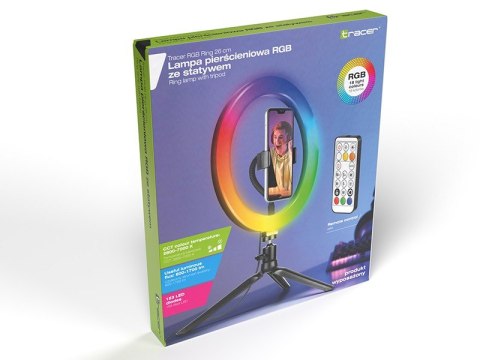 Lampa pierścieniowa RGB RING 26 cm ze statywem Lampa pierścieniowa RGB RING 26 cm ze statywem