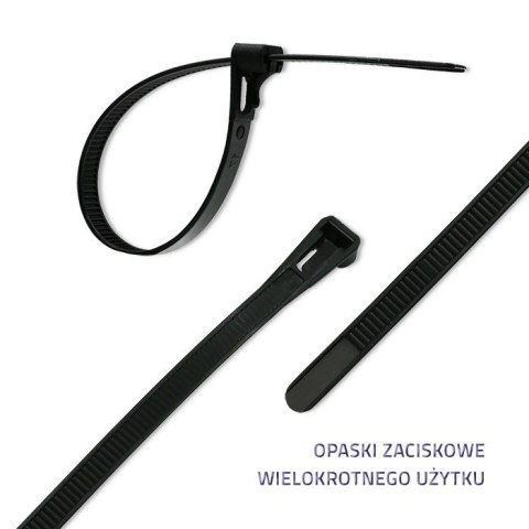 Opaski zaciskowe wielorazowe/trytytki | 7.2*350mm | Nylon UV | Czarne Opaski zaciskowe wielorazowe/trytytki | 7.2*350mm | Nylon UV | Czarne