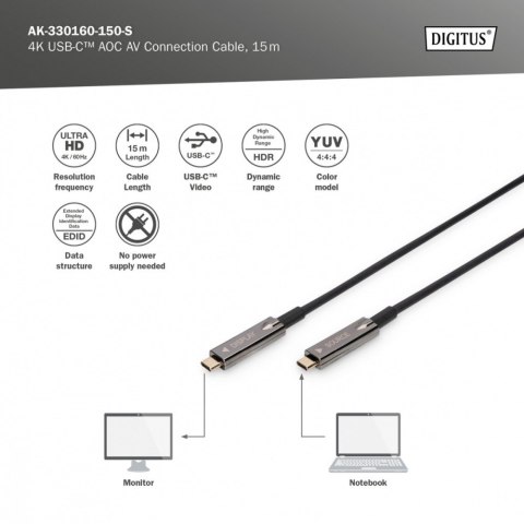Kabel połączeniowy hybrydowy AOC USB 3.1 Typ C/USB Typ C 4K 60Hz 15m Kabel połączeniowy hybrydowy AOC USB 3.1 Typ C/USB Typ C 4K 60Hz 15m