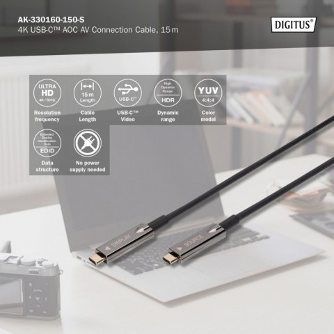 Kabel połączeniowy hybrydowy AOC USB 3.1 Typ C/USB Typ C 4K 60Hz 15m Kabel połączeniowy hybrydowy AOC USB 3.1 Typ C/USB Typ C 4K 60Hz 15m